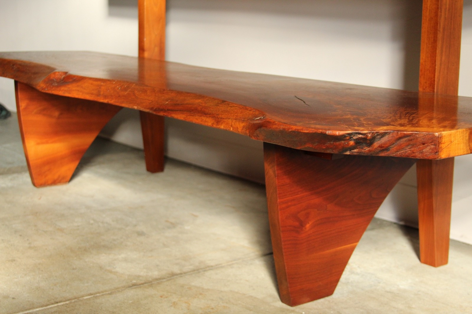 Studio Live-Edge Walnut Bench by Gino Russo, 1970s