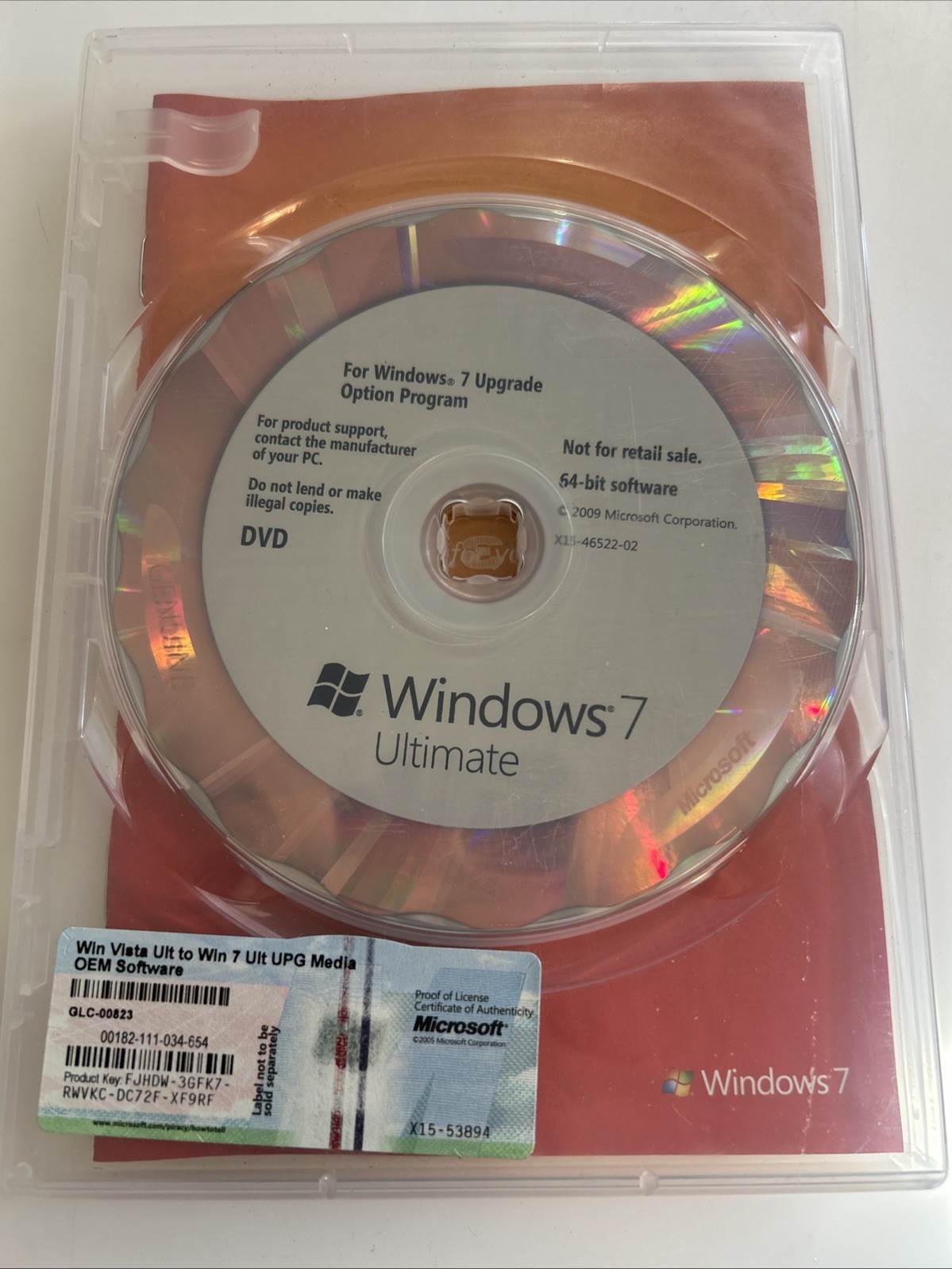 Microsoft Windows 7 Ultimate 64-bit DVD w/ Product Key zaos