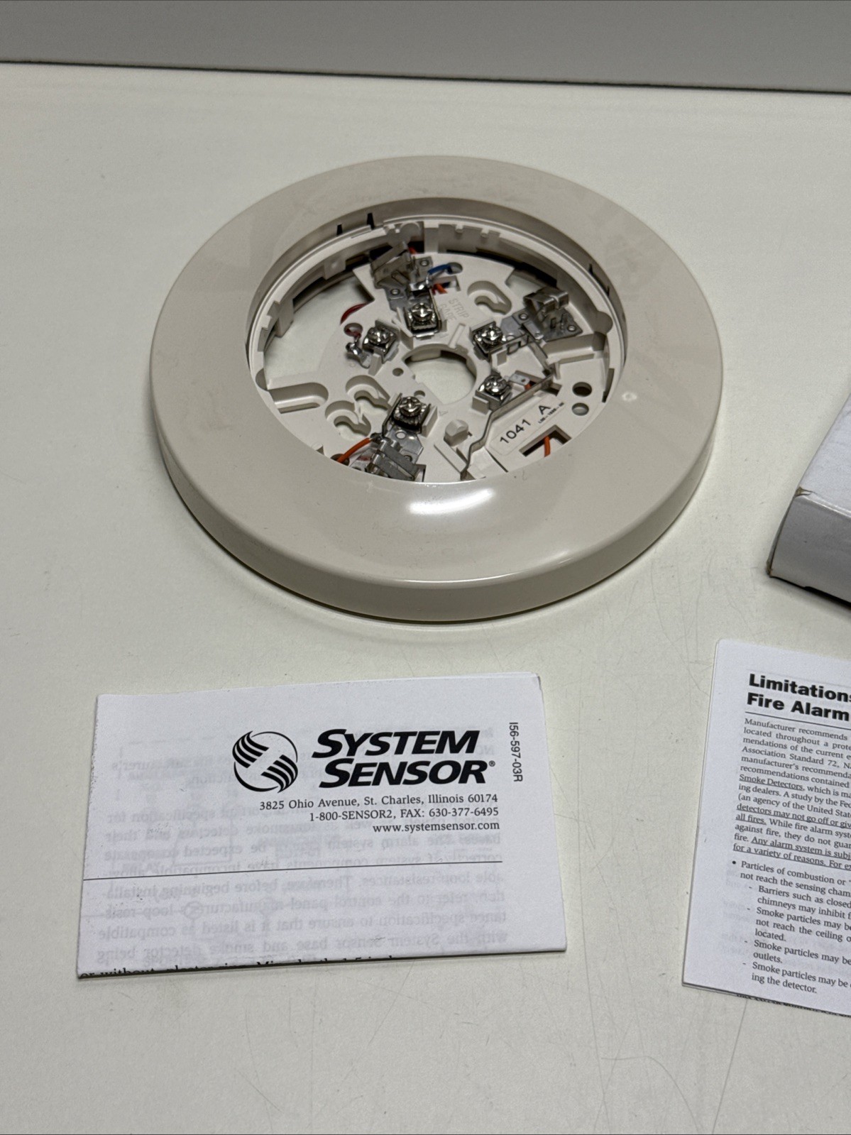 Smoke Detector Base, 6", 4 Wire W/Relay, 24 Volt. System Sensor Model #B112LP