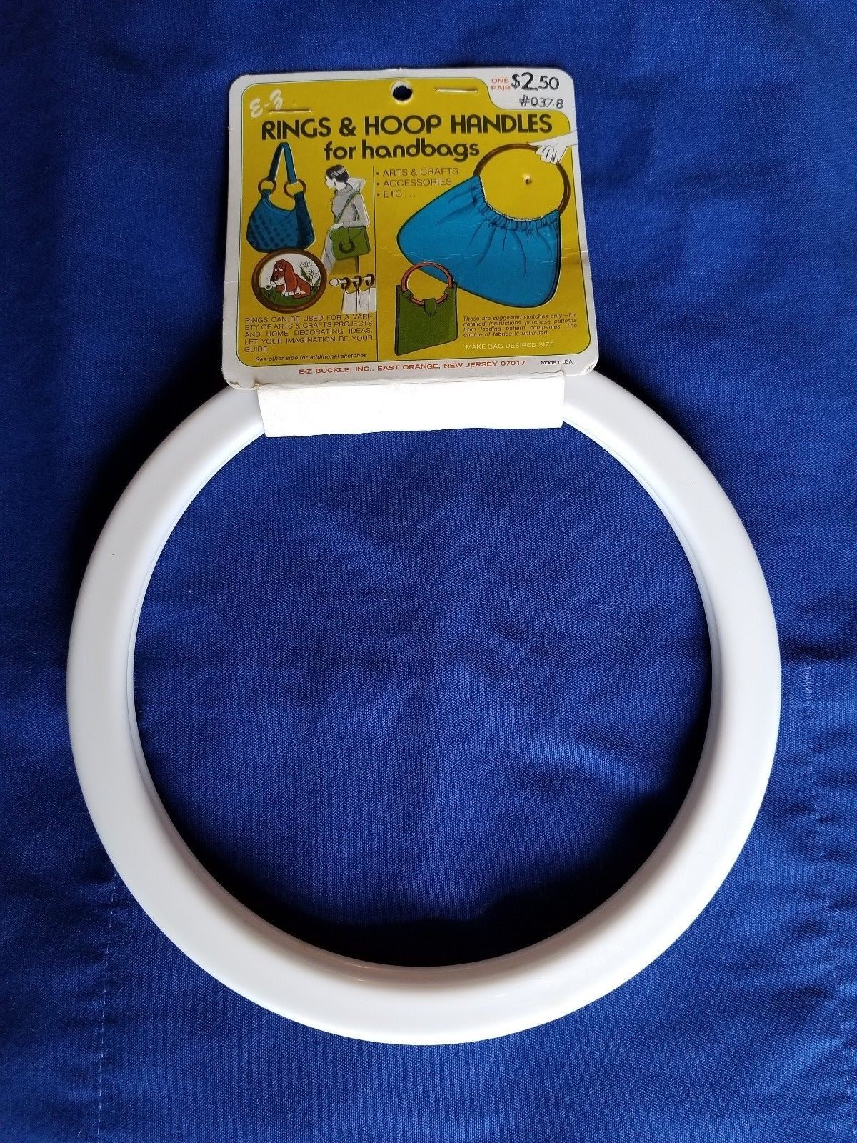 White Flat Plastic Purse Handles Size 7 1/2" diameter One Pair