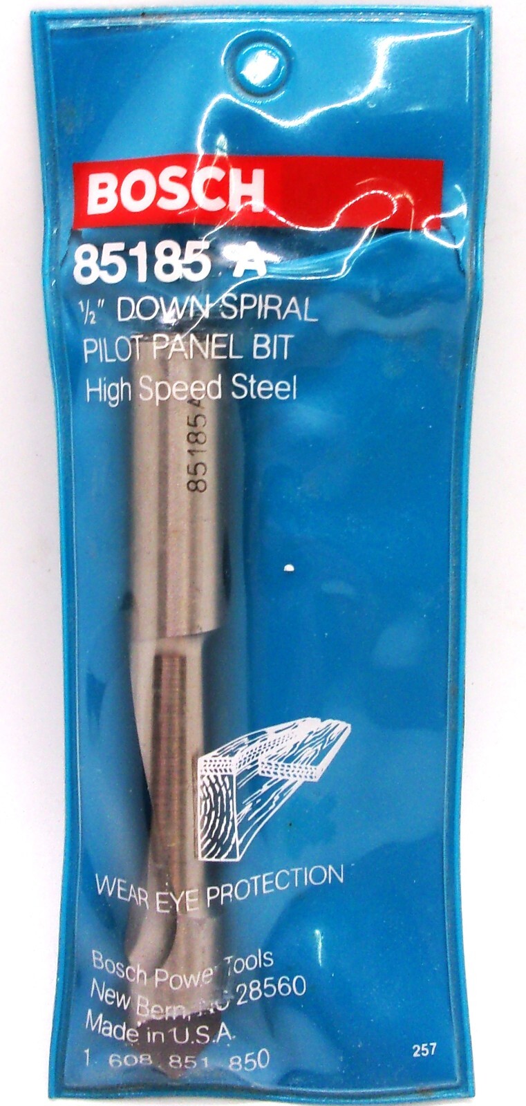 Bosch - 85185 A 1/2" Pilot Panel Down Spiral, 1/2" Shank