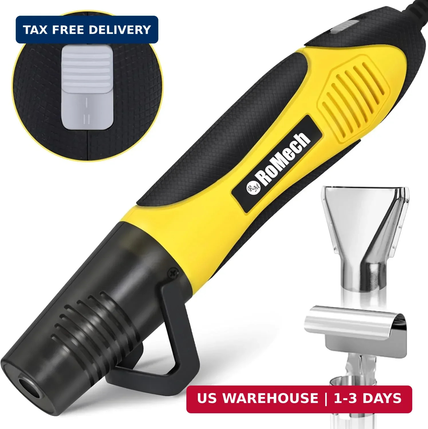 ROMECH 350W Heat Gun with 2 Nozzles, Dual Temp Heat Gun 400°F-660°F, Fast Heat H