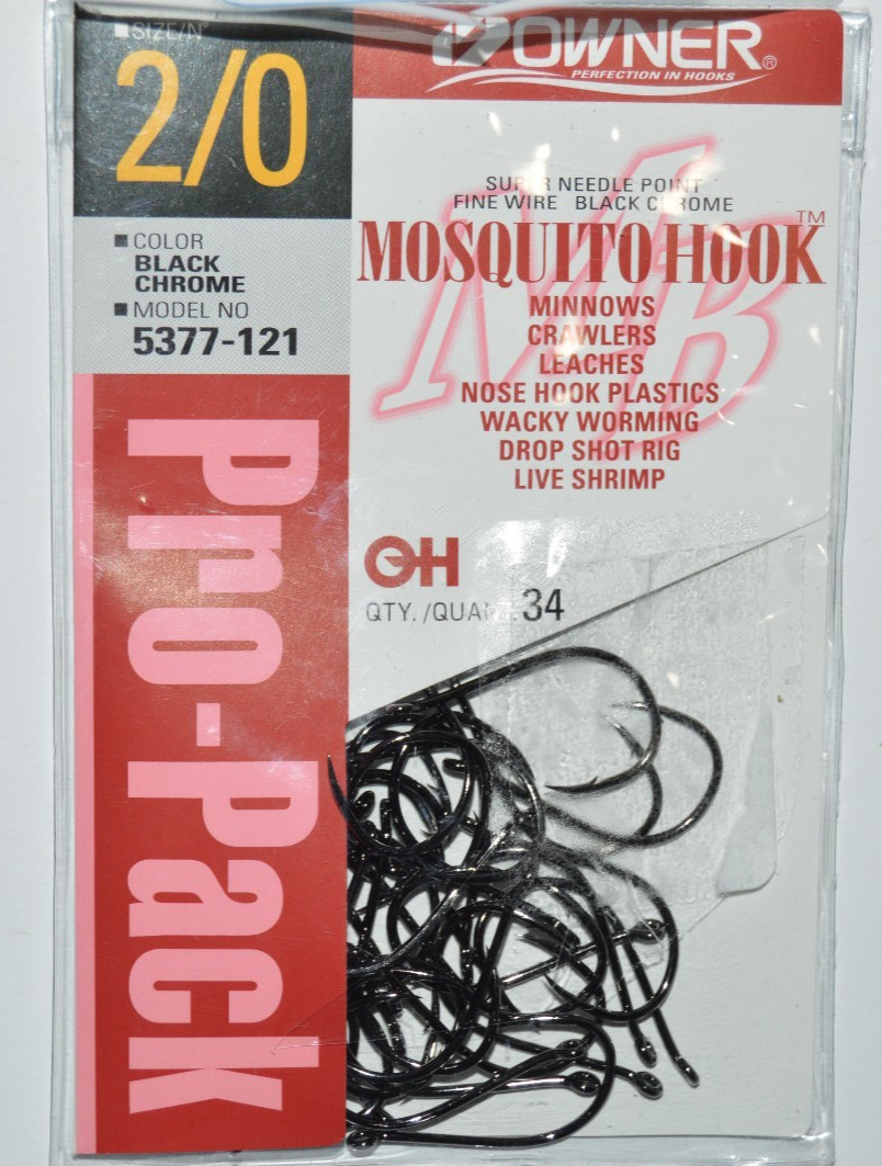 owner drop shot wacky minnow mosquito nose hook 5377-121 size 2/0 pro-pack