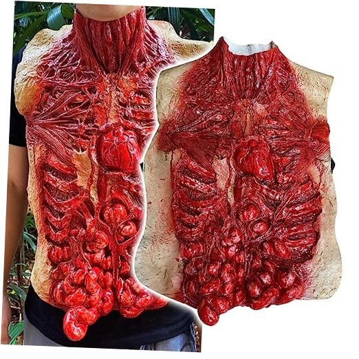 Bloody Intestine Torso Chest Fake Dead Body Creepy Horro Zombie Scary Style a