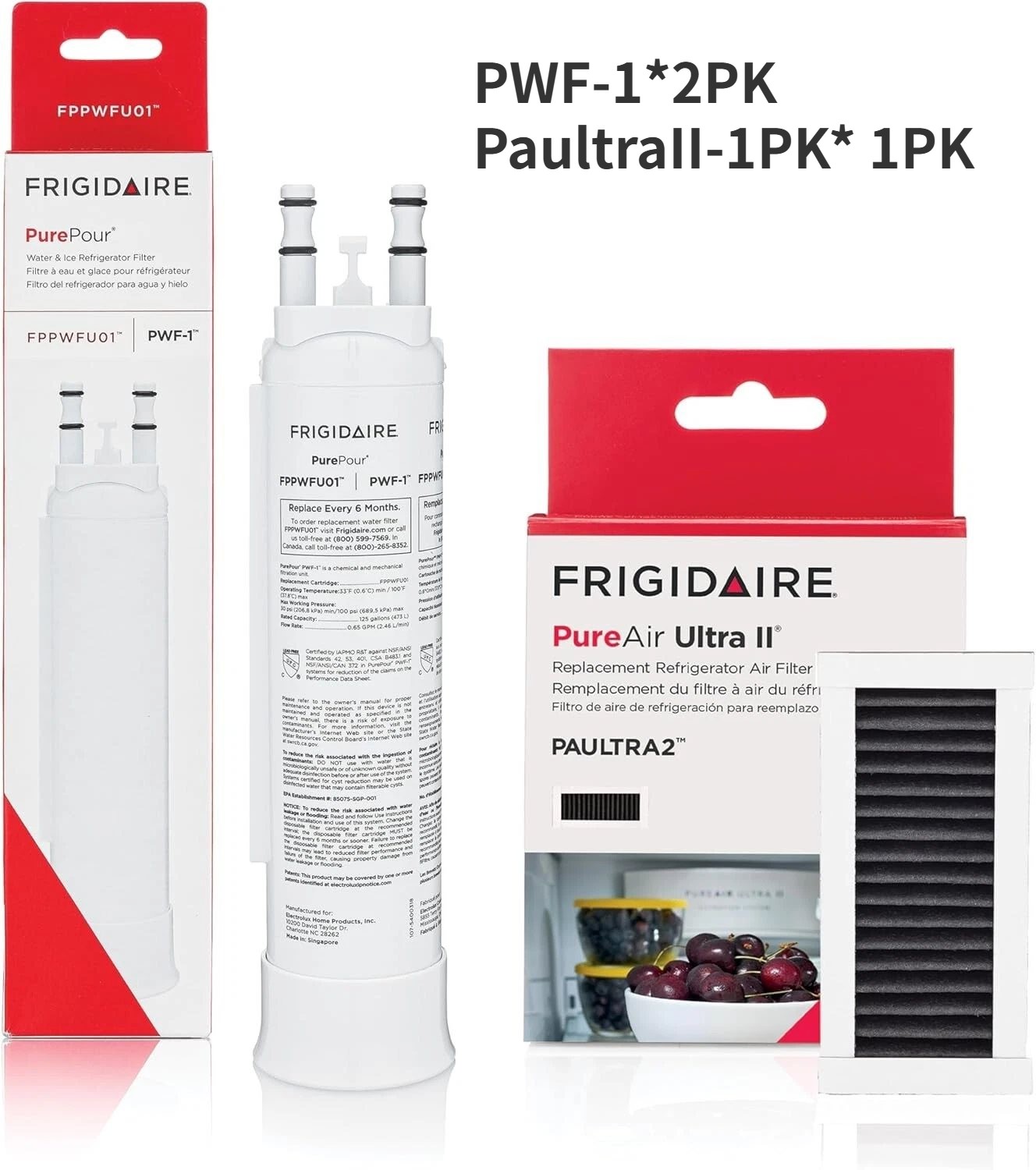 Frigidaire PurePour PWF-1 & Pure Air ULTRA II Replacement Water & Air Combo Kit