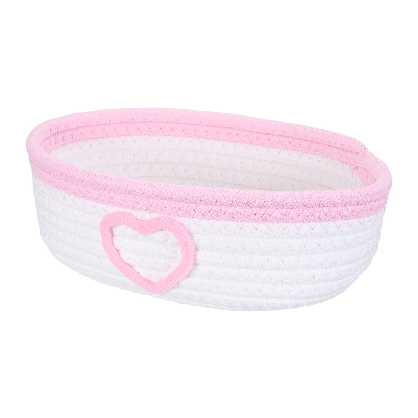 Rectangular Rope Basket 10x5.9x3.1Inch Small Woven Baskets White/Pink,