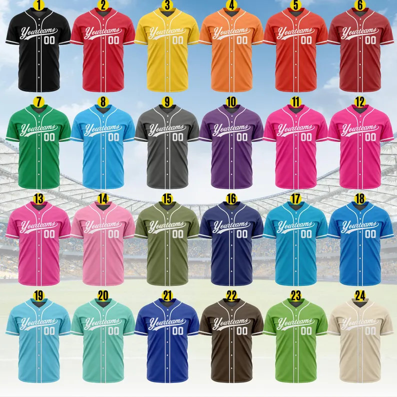 Personalized Team Name Number Baseball Jersey Custom Design Print