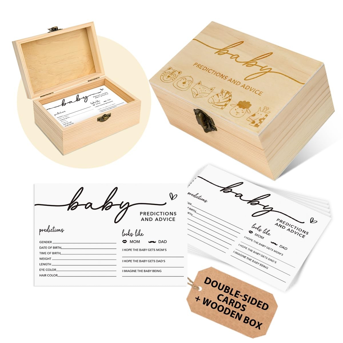 Advice and Predictions Cards Box - 50Pcs Baby Predictions Cards for New Paren...