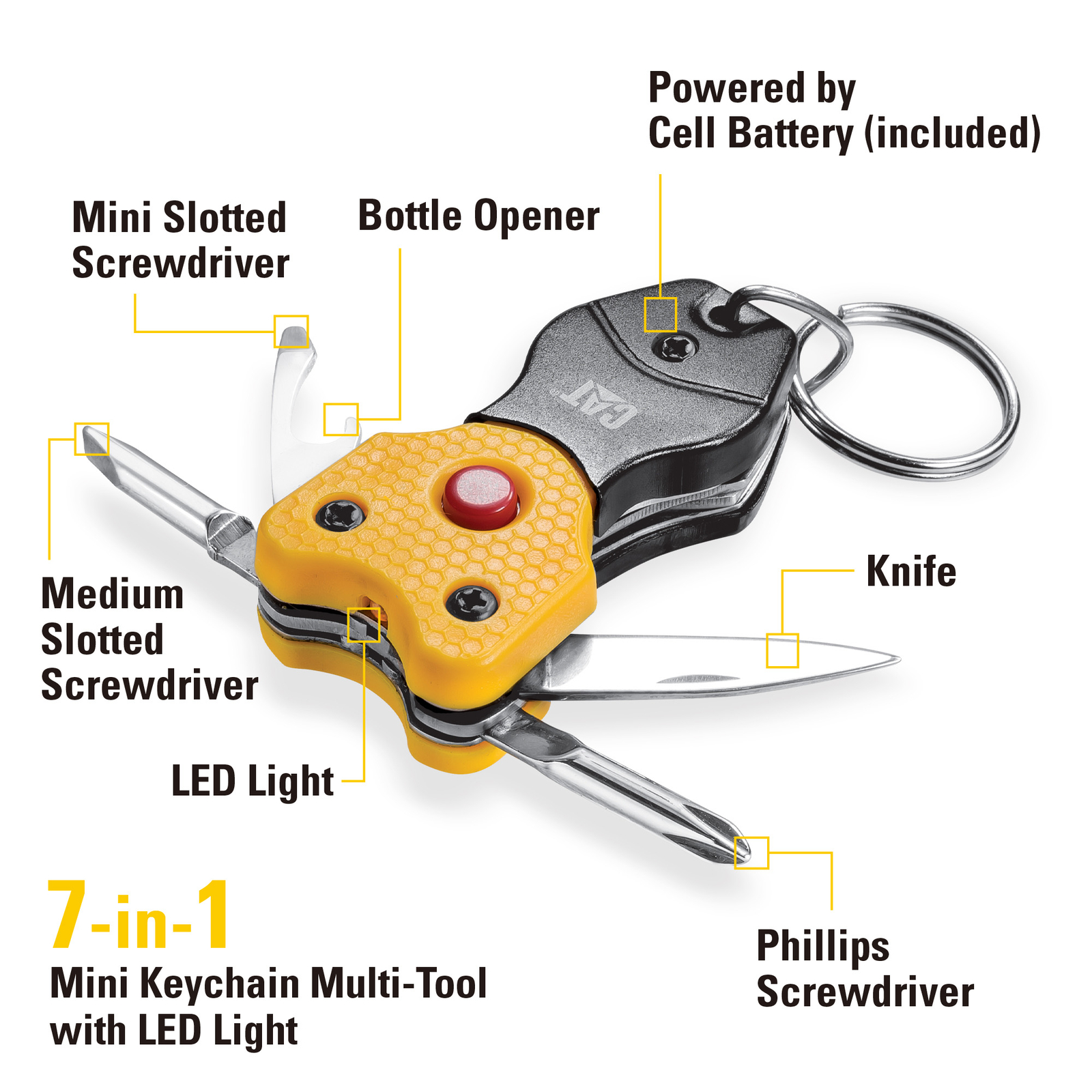 Cat 2 Piece XL Multi-Tool and Multi-Tool Key Chain with Light Gift Box Set -