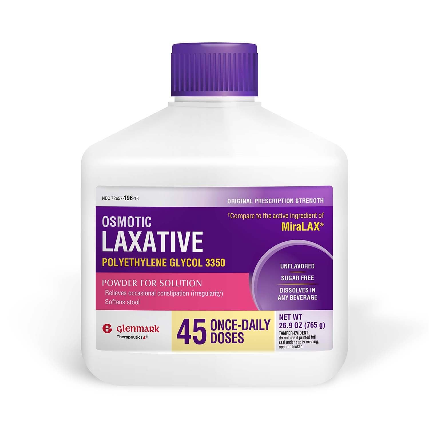 Polyethylene Glycol 3350 Powder, Osmotic Laxative, 45 Daily Doses, Softens St...