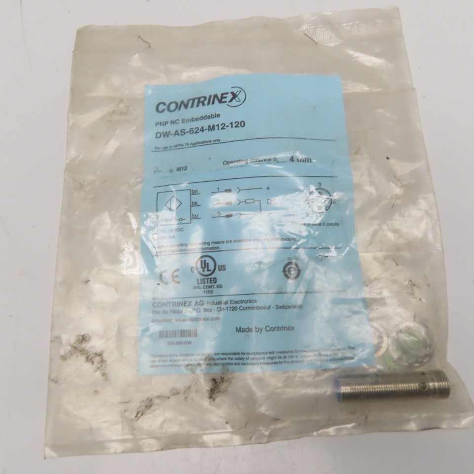 Contrinex DW-AS-624-M12-120 PNP NC Embeddable Inductive Proximity Sensor M12