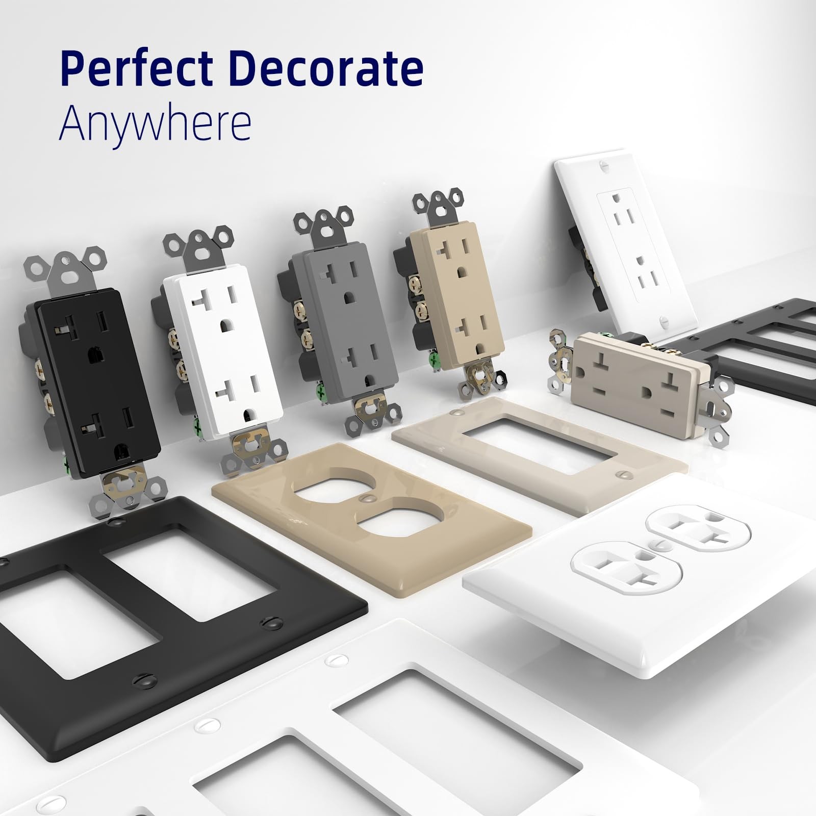 Decorator Receptacle Outlet, 15A 125V Standard Electrical Wall Socket, 2 Pole...