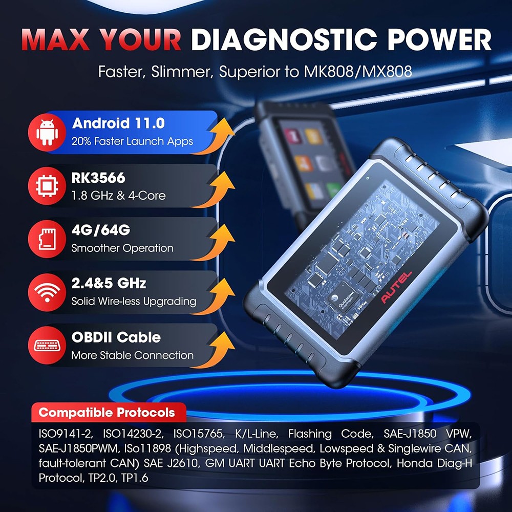 2026 Autel MaxiCOM MK808S Bidirectional Car Diagnostic Scanner Tool Key Coding