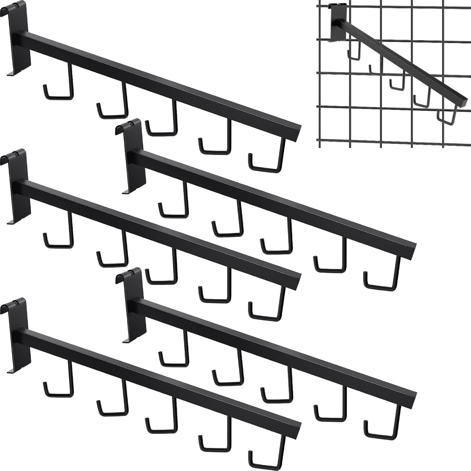 5 Pack Gridwall Waterfall Faceout with 5 Hooks Gridwall Clothes Hanger Gridwall