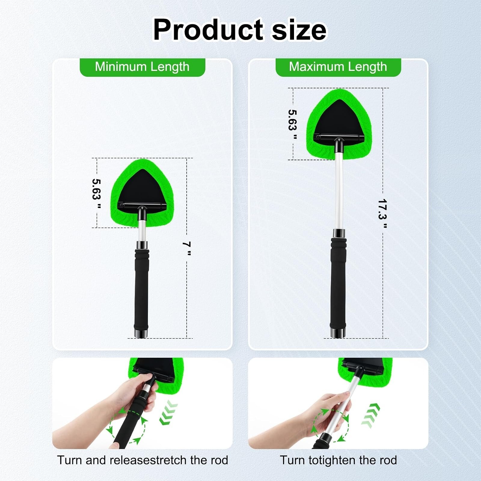 JUSTTOP Windshield Cleaner Tool with Extendable Handle & Microfiber Pads