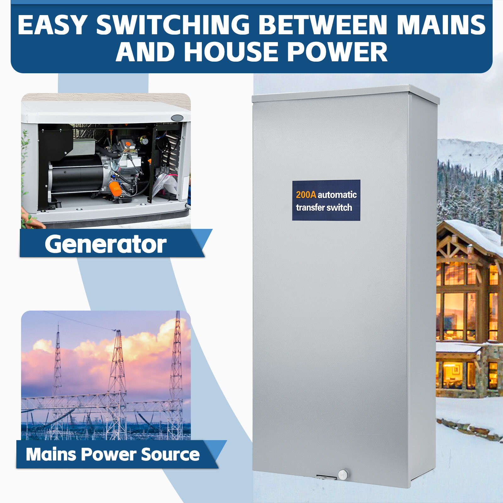 200 Amp Automatic Backup Transfer Switch Outdoor New