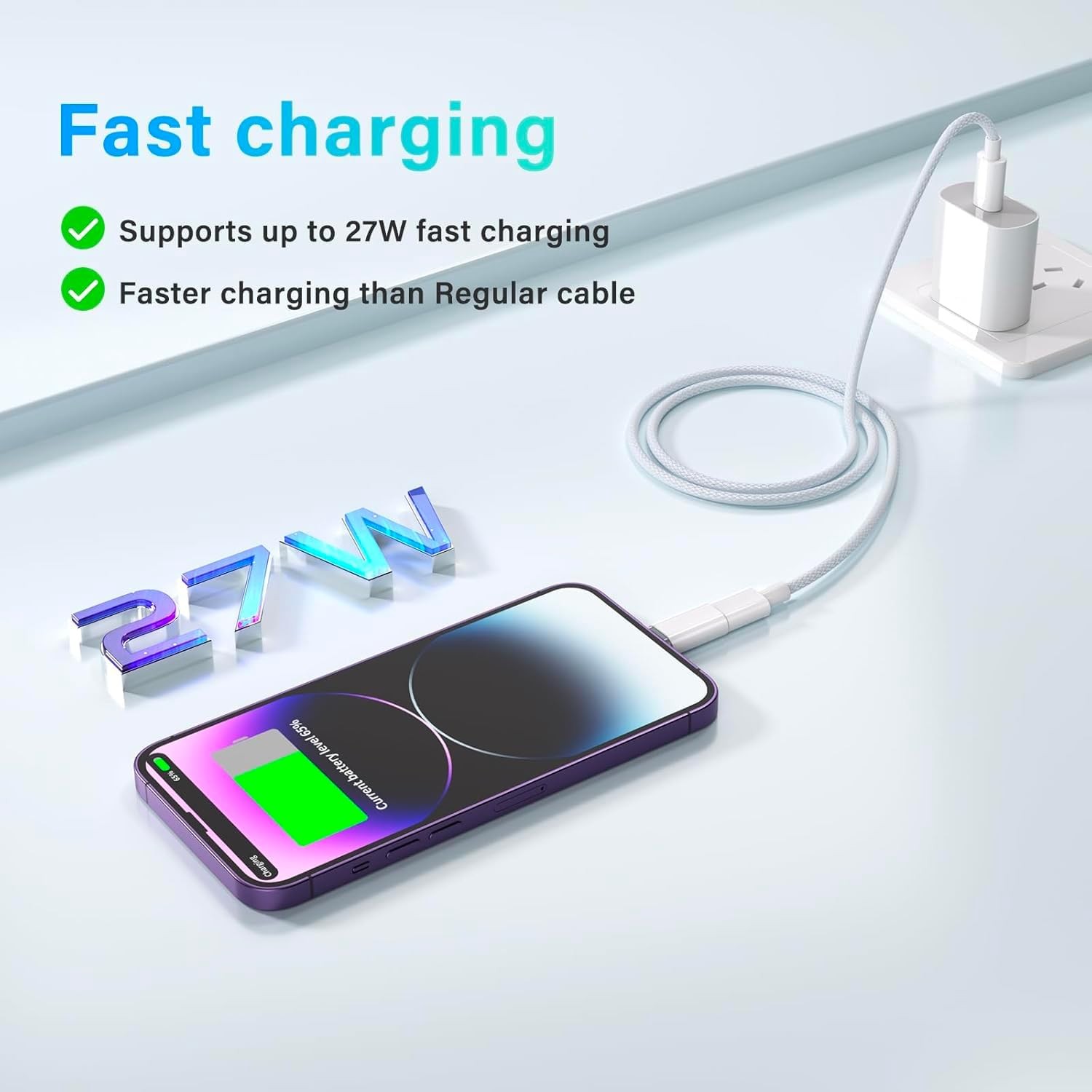 MFi Certified 27W USB C to Lightning Adapter (2 Pack) - Fast Charging White
