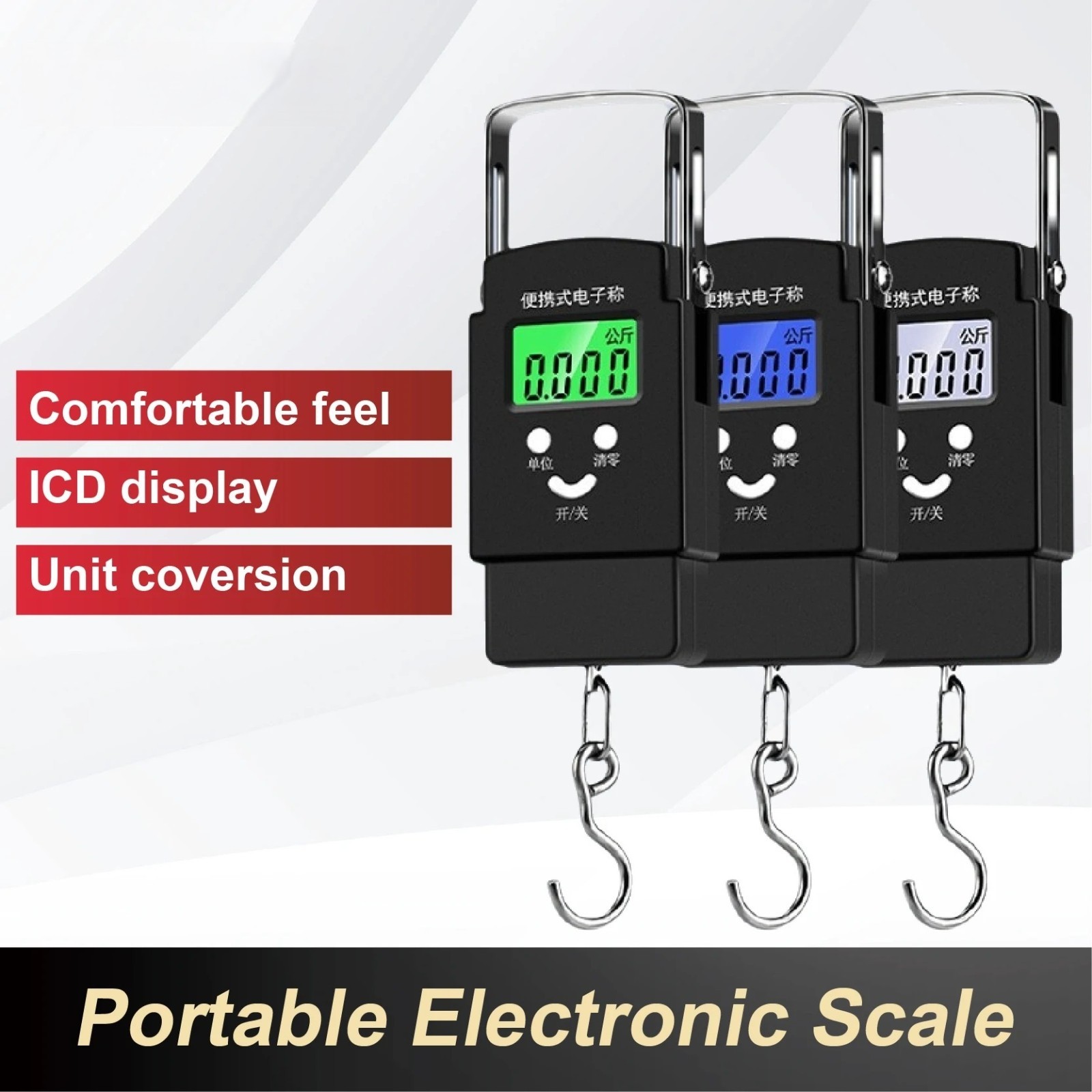 Digital Hanging Scale Portable 50kg LCD Display Hook Luggage Fishing Travel
