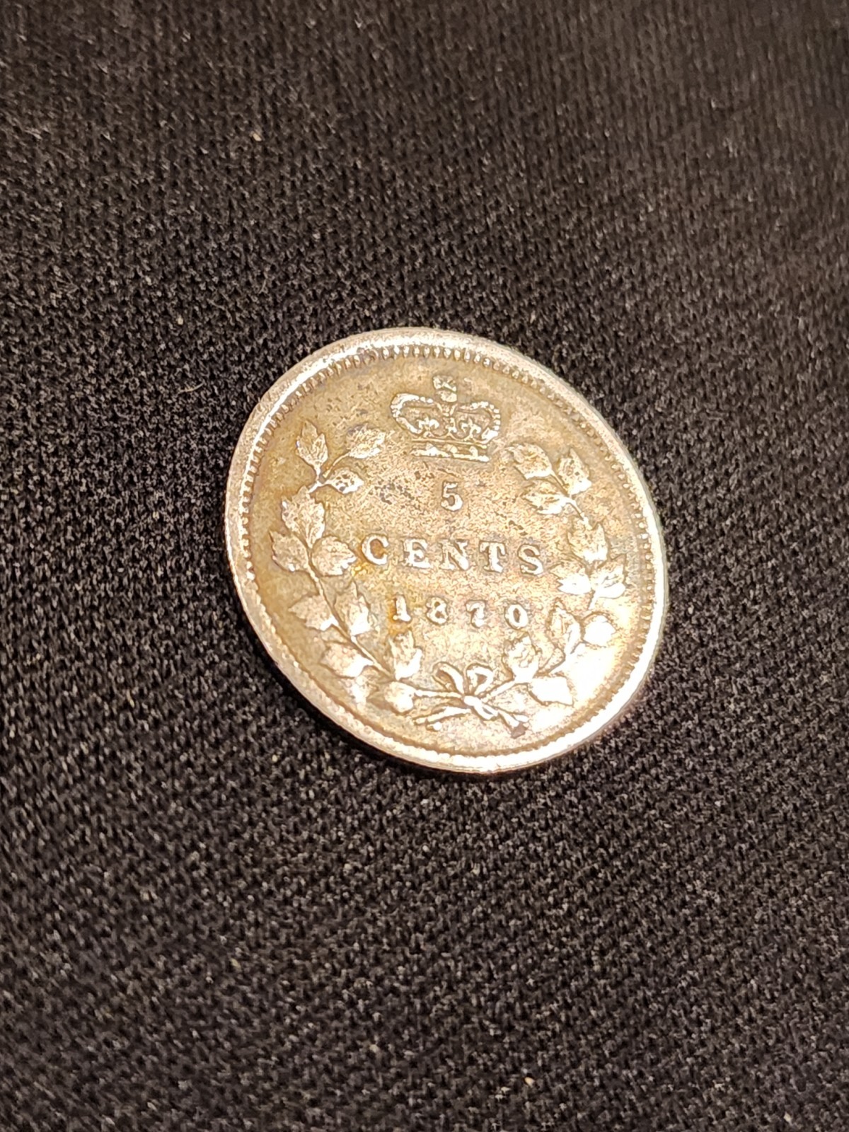 1870 Canada 5 Cents - Raised Border Silver Coin
