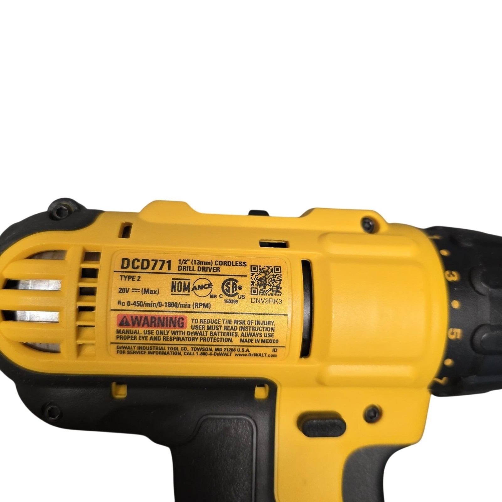 DEWALT DCD771 20V MAX Cordless Compact 1/2" Drill Driver Tool Only Tested