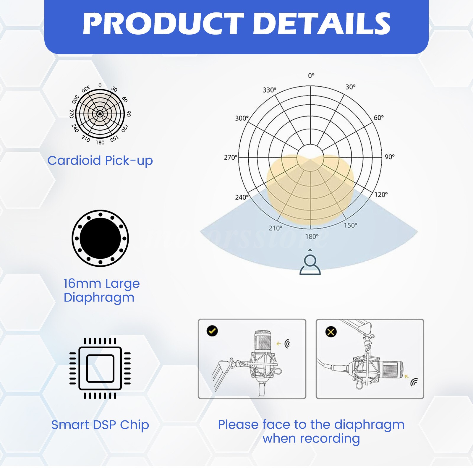 Professional Condenser Microphone Kit Complete Set For Podcast Studio Recording