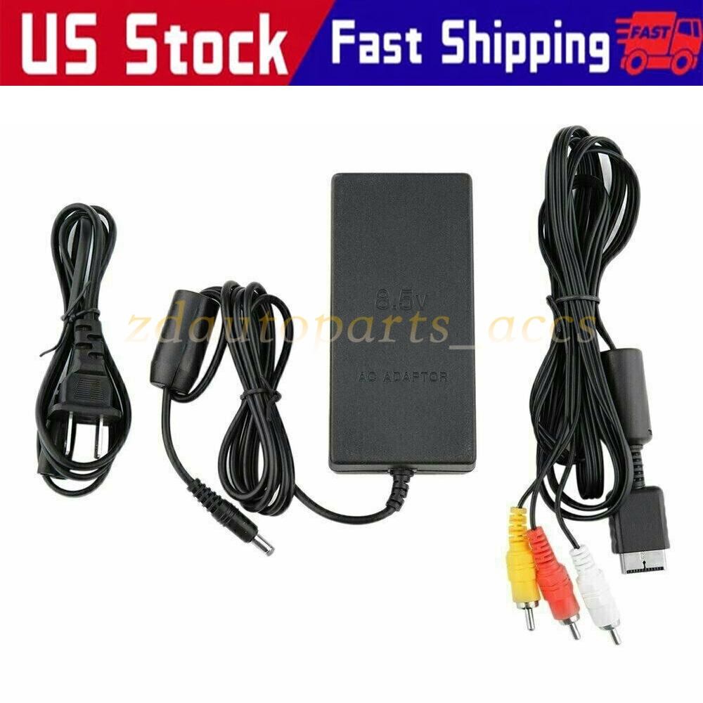 AC Adapter Charger Power Supply TV AV Cable for Sony Playstation 2 Slim PS2 Slim