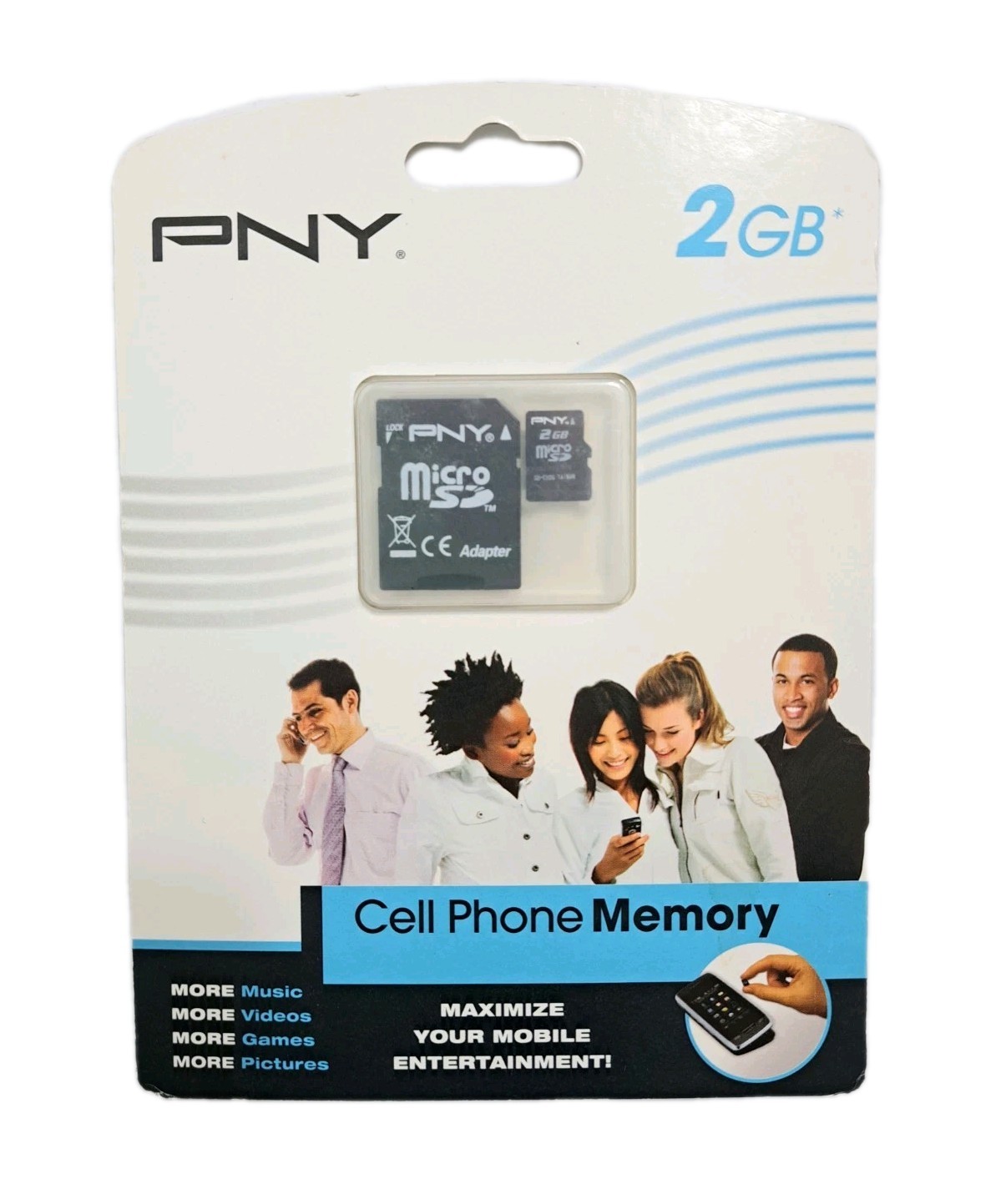 PNY Premium 2 GB SD Card Cell Phone Memory With Adapter New