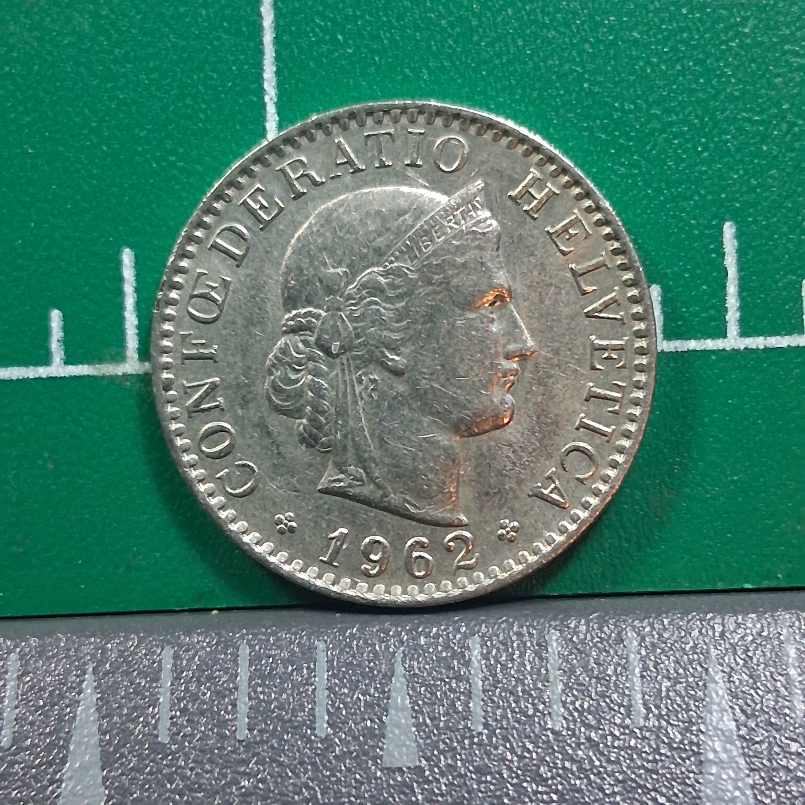 1962 Switzerland Libertas / Wreath 20 Rappen Currency Coin