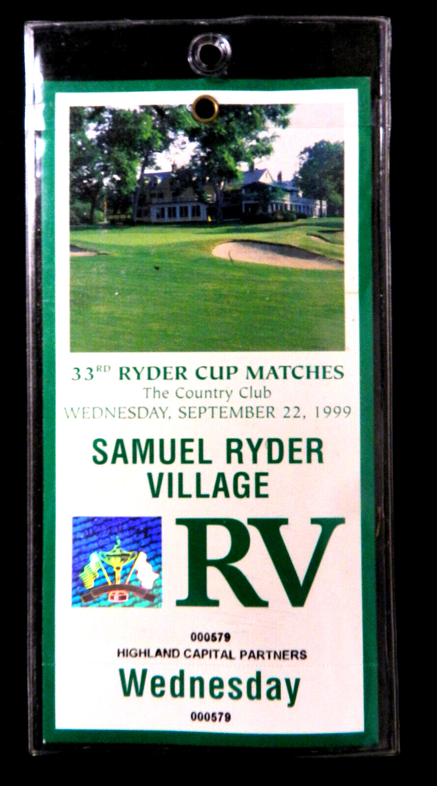 33rd Ryder Cup 1999 Golf Matches RV Pass