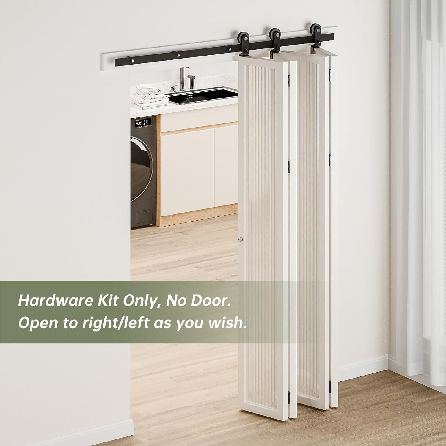 CCJH 5-20FT Bifold Sliding Barn Door Hardware Track Kit for 4/8 Doors,Heavy Duty