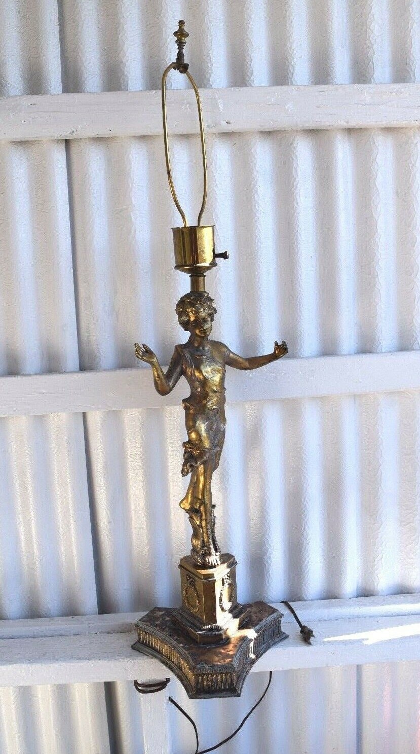 Vintage Cast Metal Art Noveau Lamp