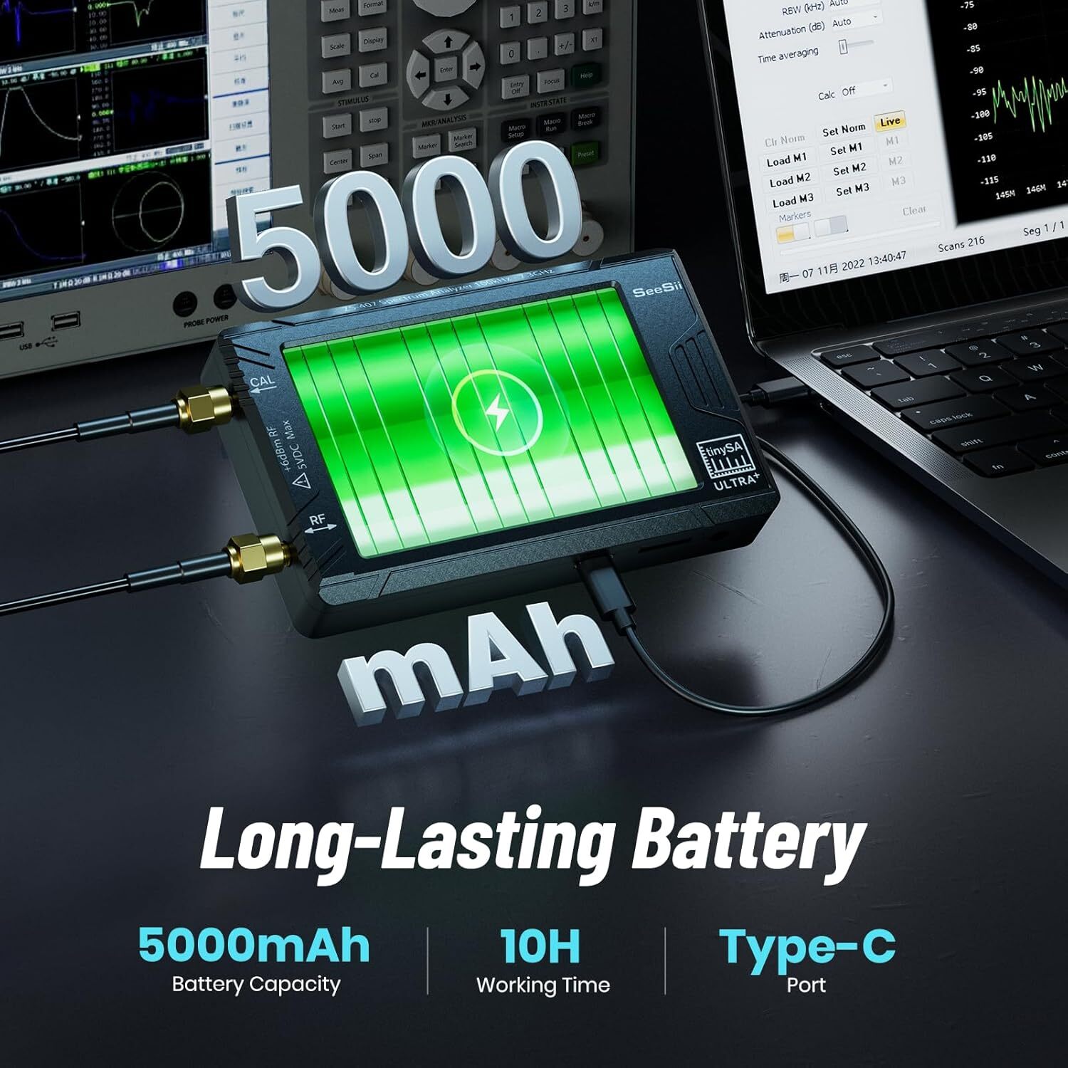 Tinysa Ultra+ ZS407 Spectrum Analyzer 100kHz–7.3GHz Tiny Frequency Analyzer