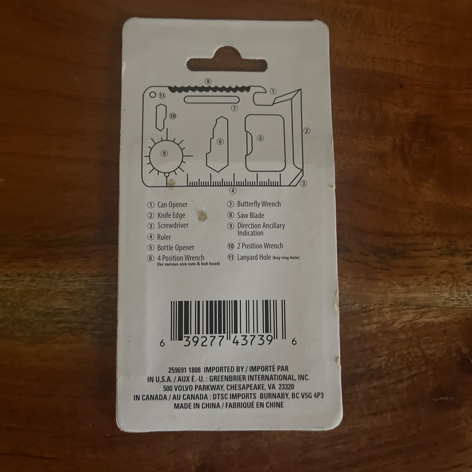 11-Function Pocket Tool Multiple Use Survival Tool, NIP