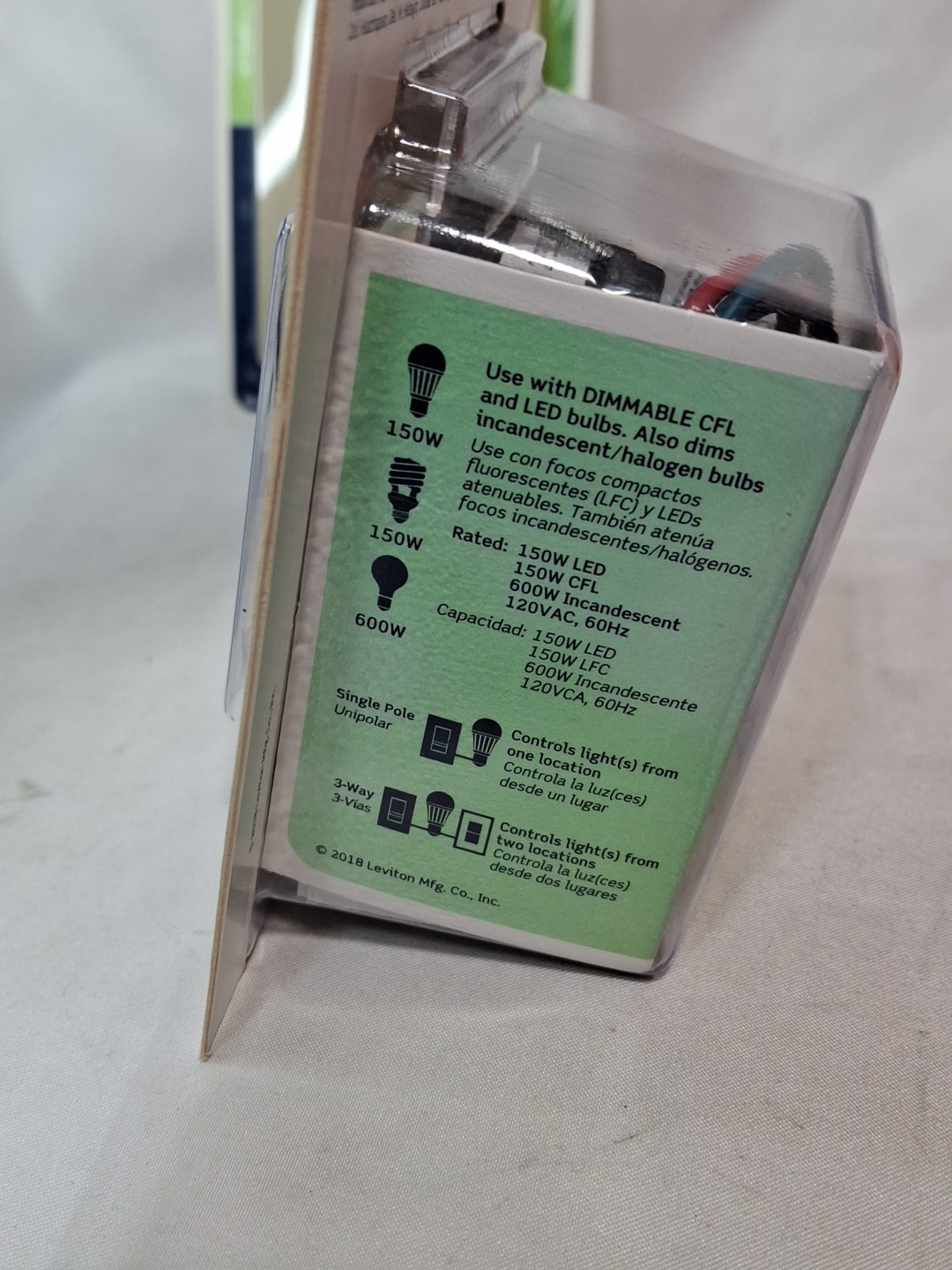 LEVITON Sure Slide Dimmer Wall Switch Dimmable LED Halogen & Wallaplate ~ IVORY