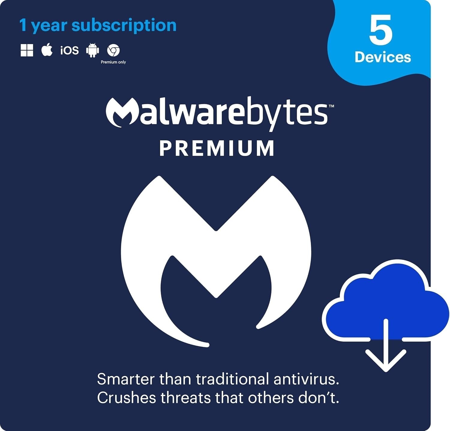 Malwarebytes Premium 2026 für Windows, Mac, iOS und Android (5 Geräte, 1 Jahr,