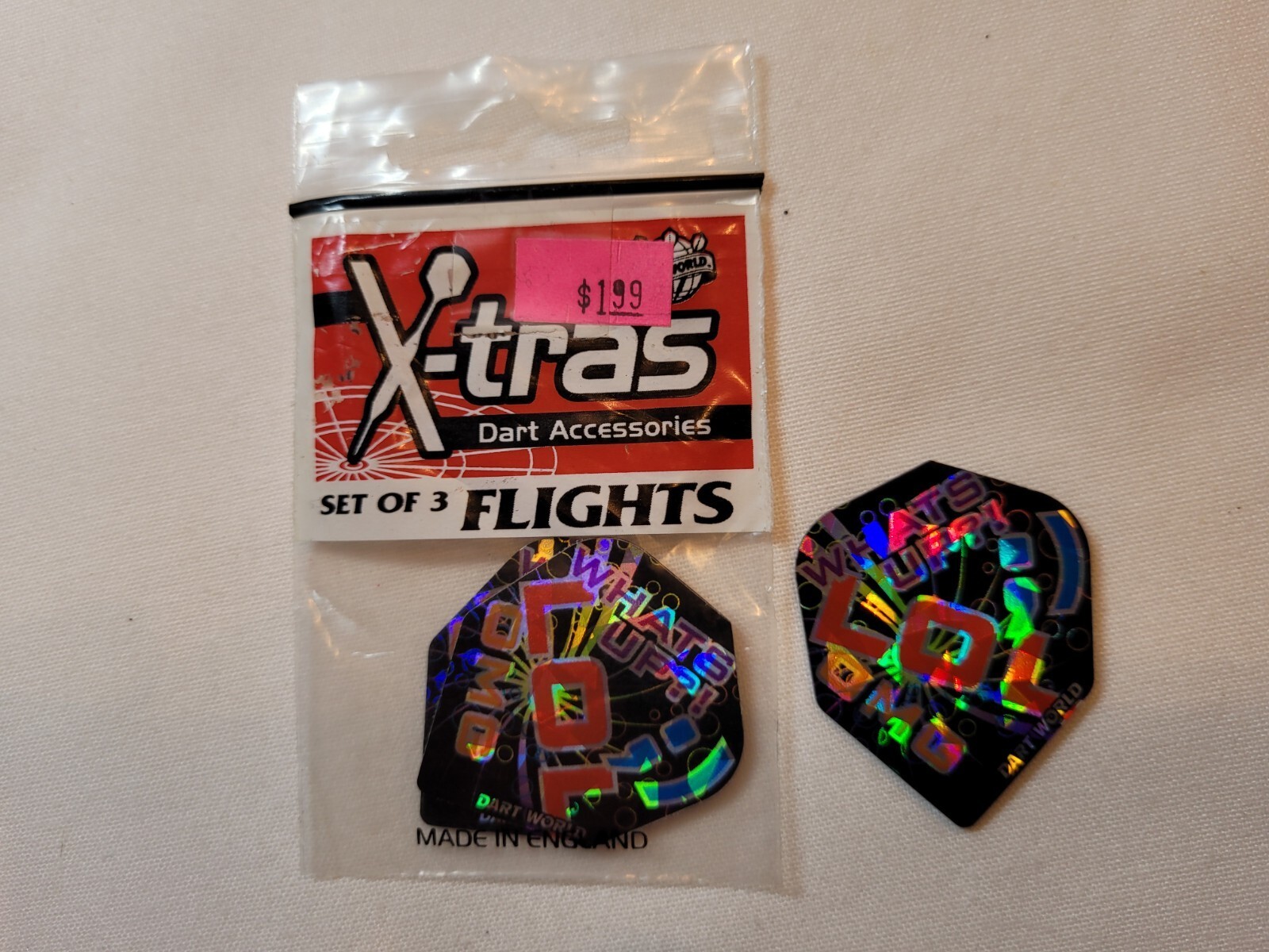Dart World Broken Glass LOL OMG STANDARD Dart Flights 1 set of 3 NEW OLD STOCK