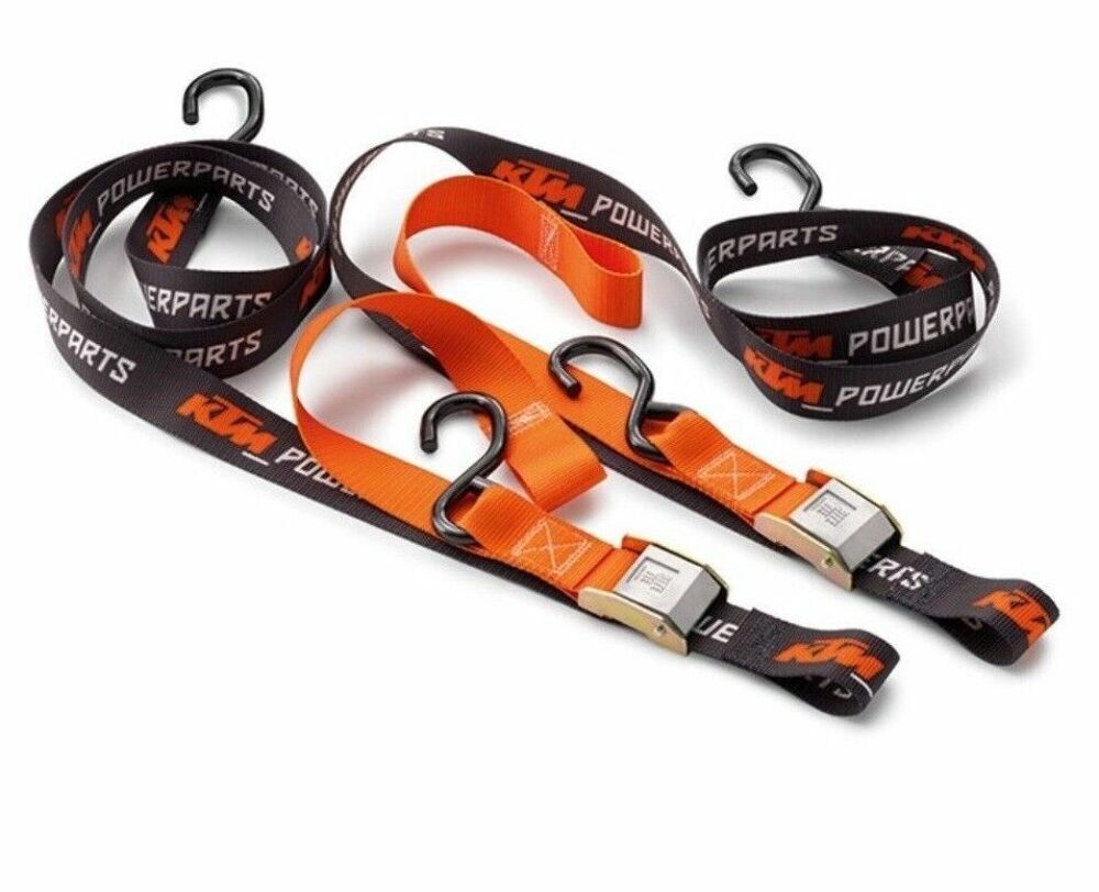 KTM Soft Tie Down Straps w/ Hooks orange/black 1.5" wide tiedowns U6910046