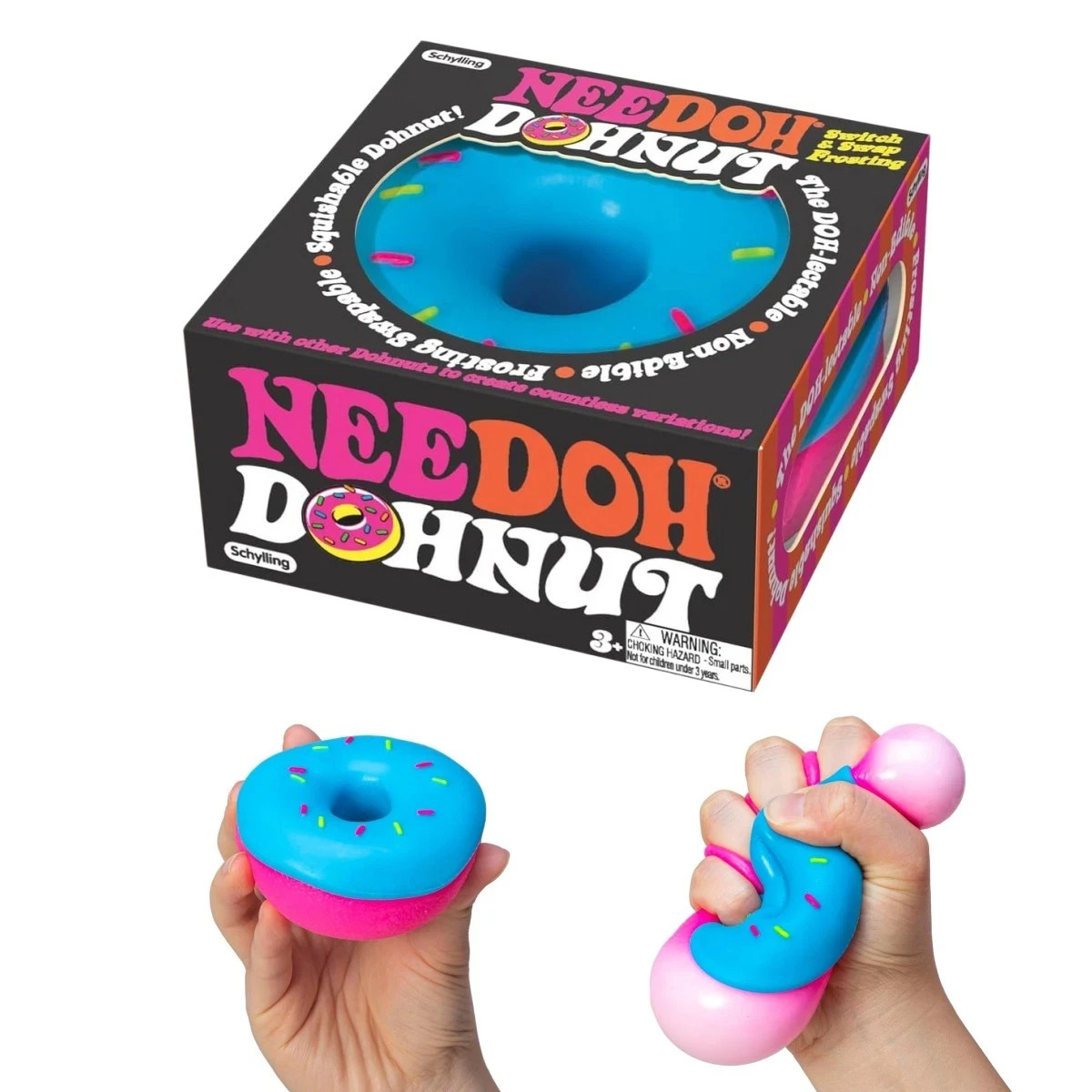 Schylling Needoh Dohnuts Blue Doughnut - Sensory Fidget Stress Relief Toy Gifts