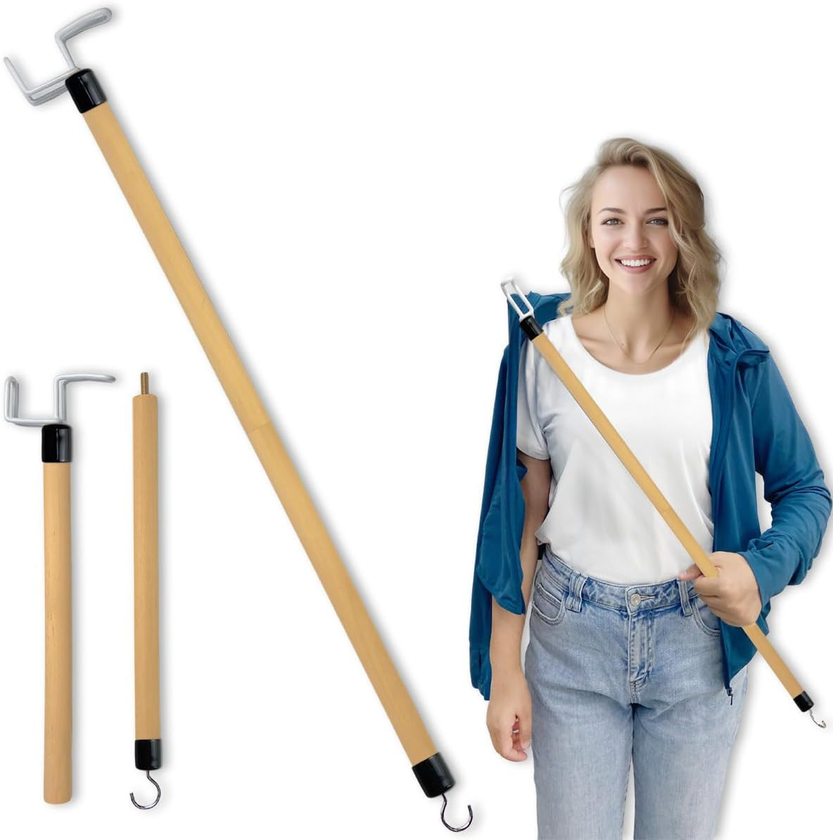 27'' Dressing Stick, Long Dressing Stick for Elderly, Disabled, Limited Mobility