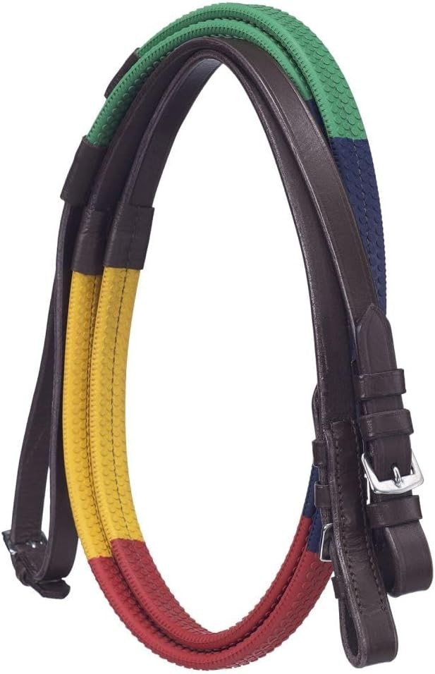 Tough 1 Silver Fox Rubber Grip Schooling Reins Brown
