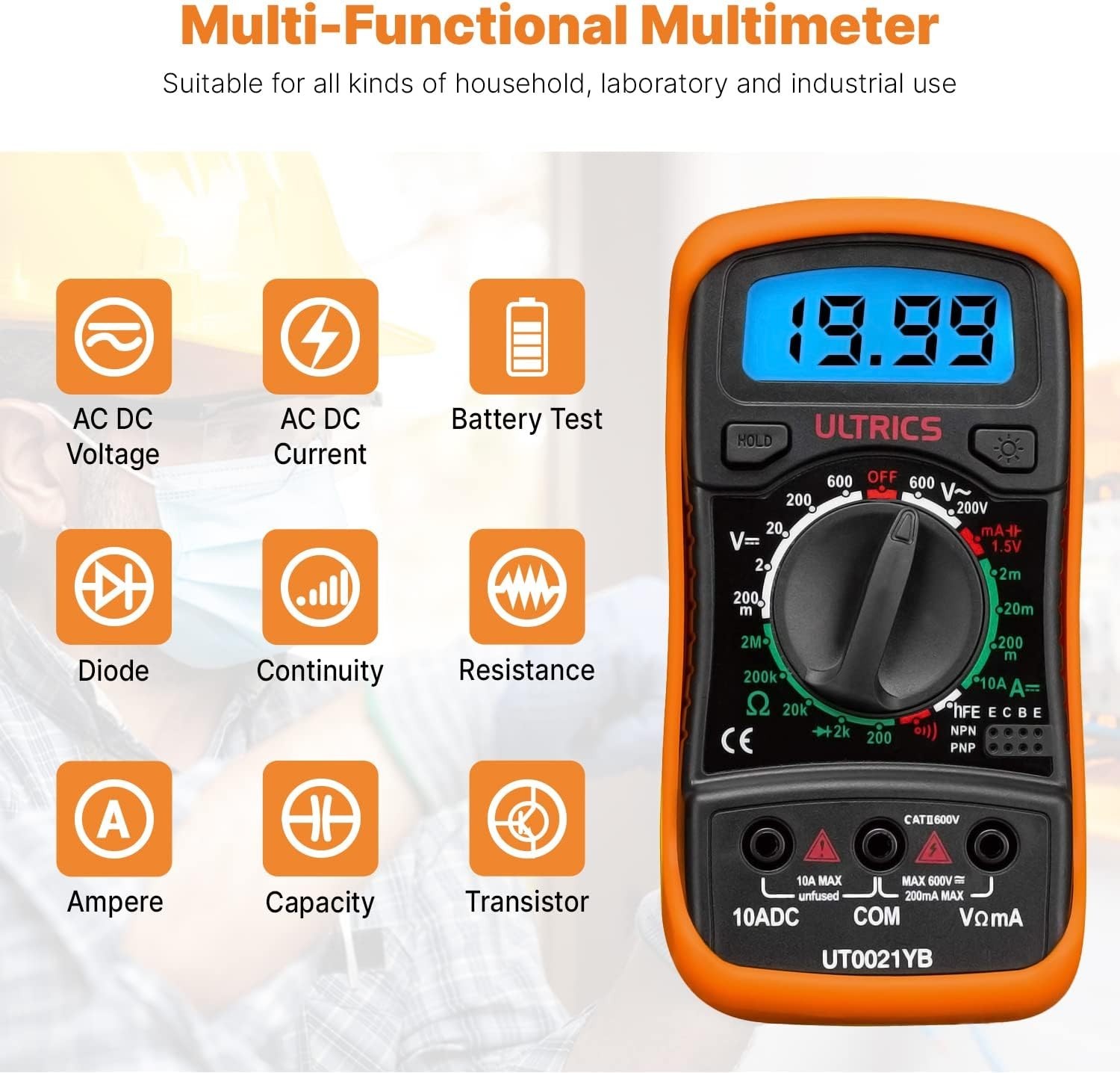 Versatile Digital Multimeter with Backlight LCD - Portable and Reliable Testing
