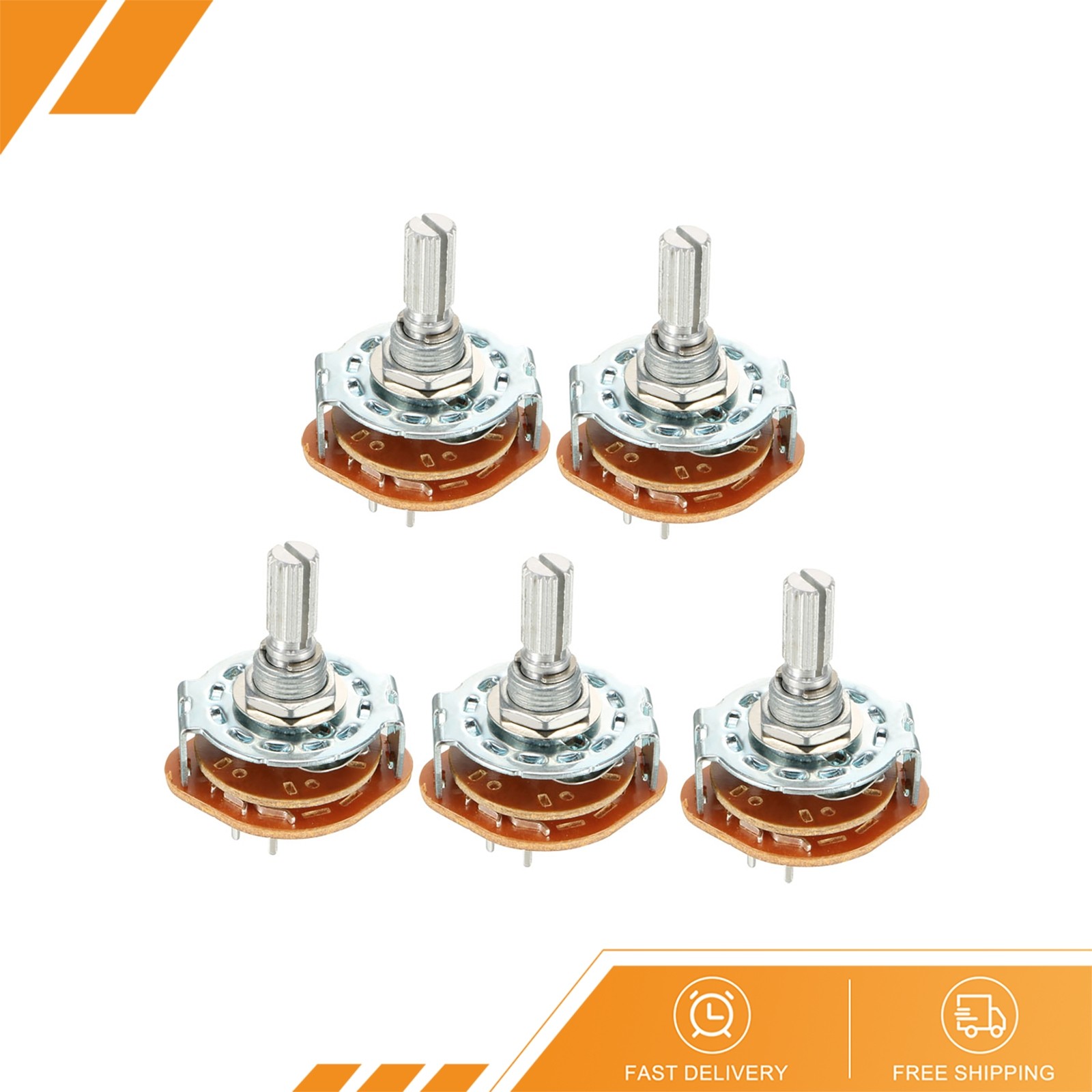 5Pack 2P4T 2 Pole 4 Position Single Deck Band Channel Rotary Switch Selector