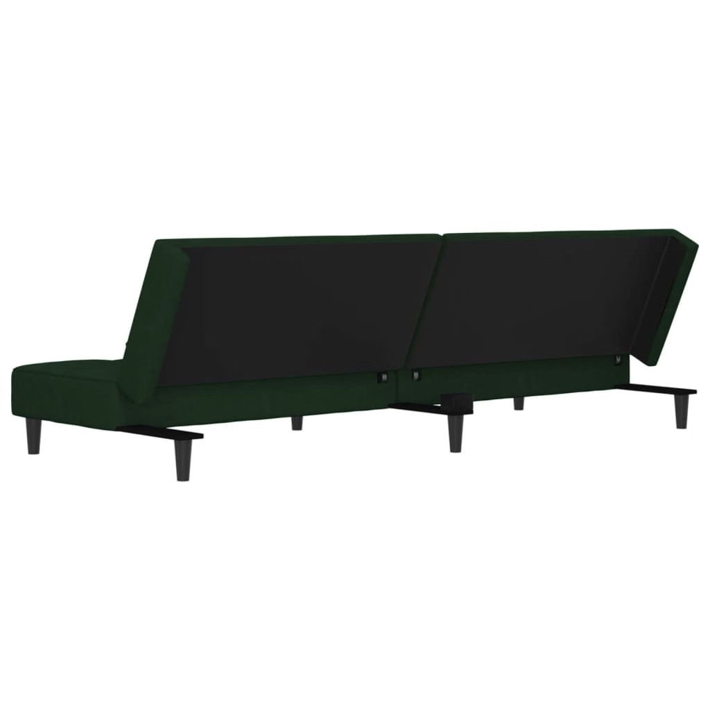 2-Seater Sofa Bed with Two Pillows Dark Green Velvet