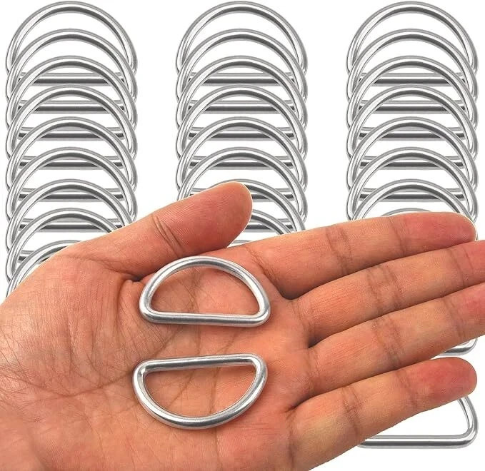 30 Pack 1-1/4 Inch Stainless Steel Welded D-Rings for Hand Bags Ring Dog Leashes