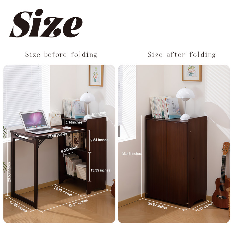 Modern Bamboo Folding Desk Storage Gaming Computer Desk Home Office Study Table