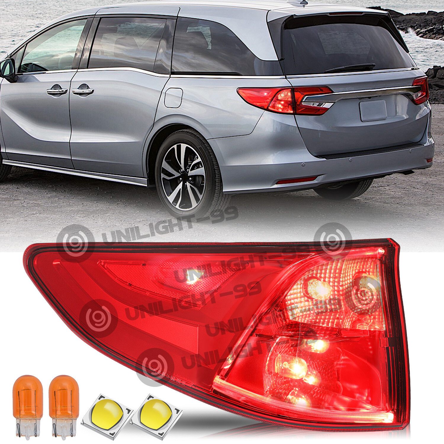 For 2018-2024 Honda Odyssey Left Driver Side Outer Tail Light W/Bulbs 18-24
