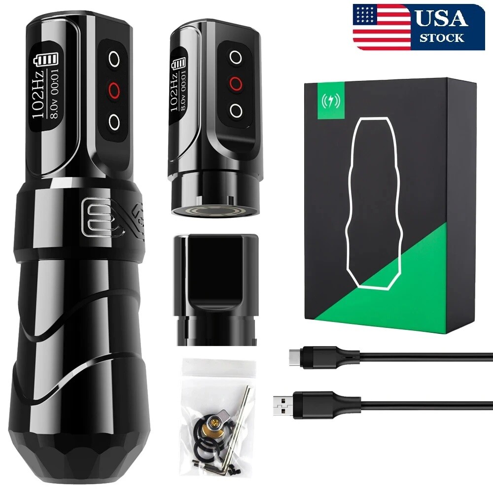 Wireless Tattoo Machine Rotary Pen Coreless Motor Battery 2400mAh Rechargeable