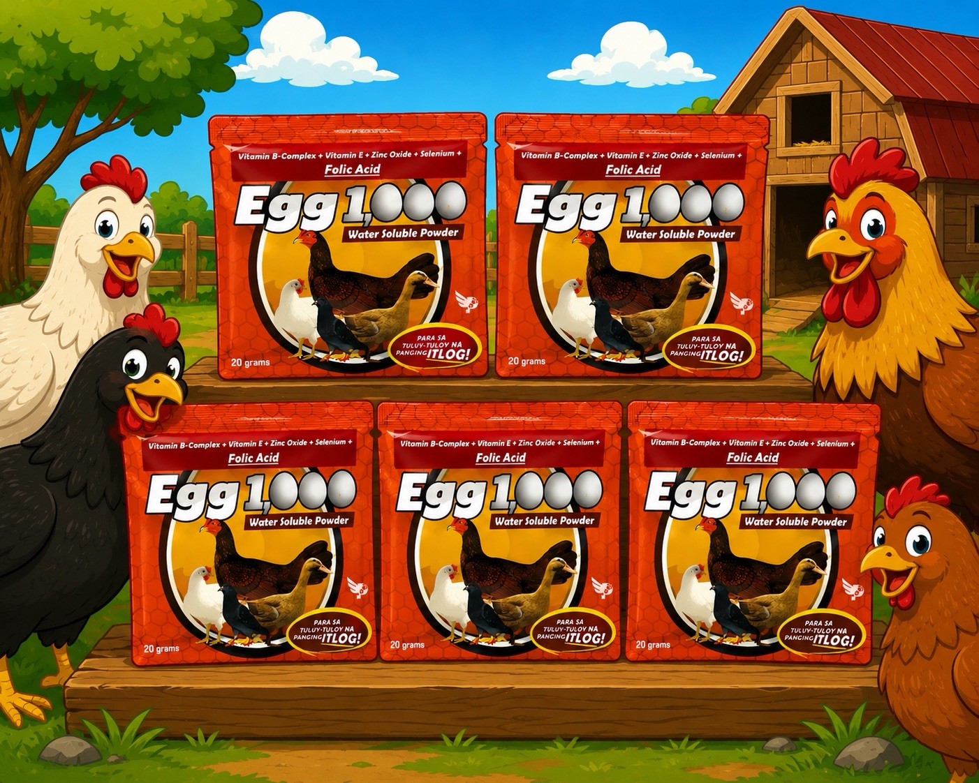 Egg 1000 5PACK Bundel Vitamins,Zinc,selenium + Folic Acid All Natural 20g Packs