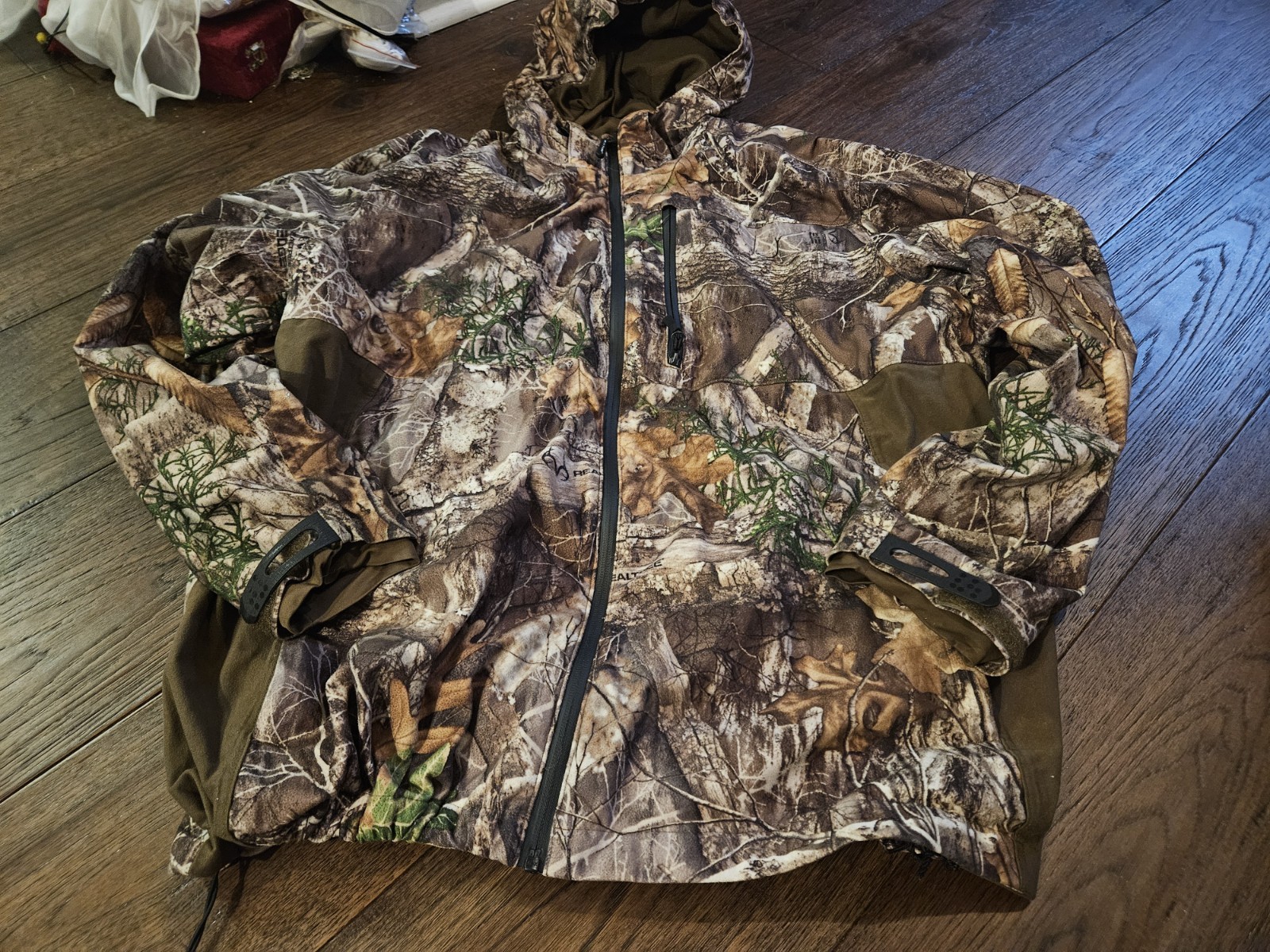 Realtree Jacket Mens XL Brown Camouflage Hunting Canvas Outdoor Hooded Used Cond