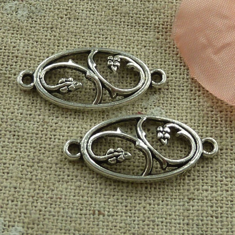 140 Pcs Tibetan Silver Flower Connectors 28x12mm L-2771